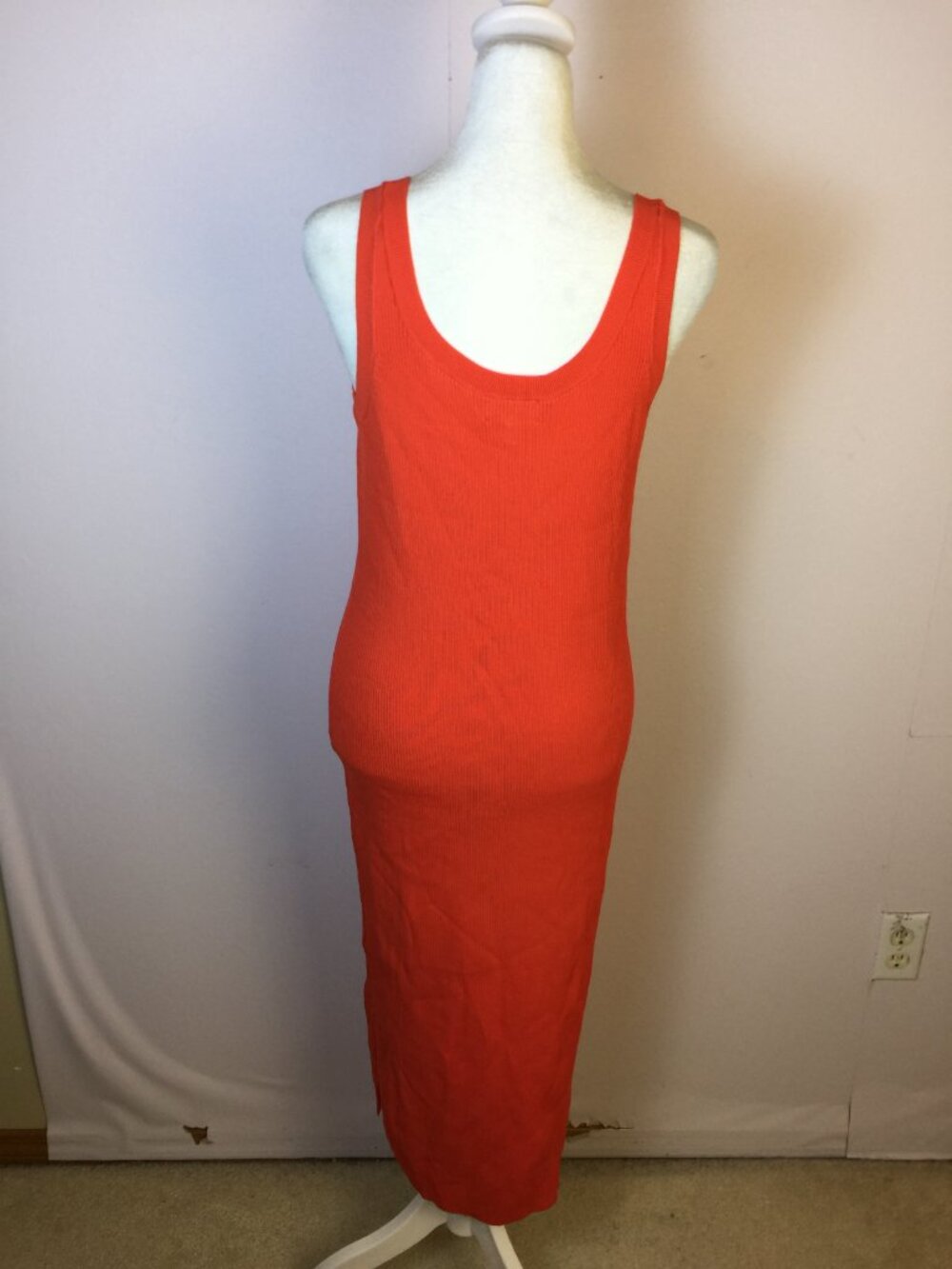 New! The Drop Yasmin Rib Midi Sweater Tank Dress Sz L Womans Red Knit Sleeveless - Picture 3 of 14